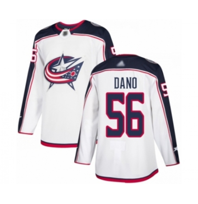 Men's Columbus Blue Jackets #56 Marko Dano Authentic White Away Hockey Jersey