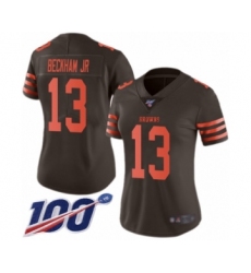 Women's Cleveland Browns #13 Odell Beckham Jr. Limited 100th Season Brown Rush Vapor Untouchable Football Jersey