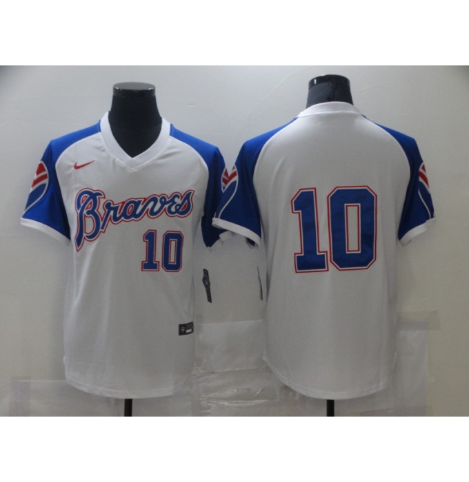 Men's Nike Atlanta Braves #10 Atlanta Braves White Stitched Baseball Jersey