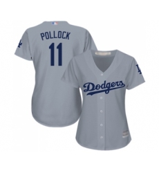 Women's Los Angeles Dodgers #11 A. J. Pollock Authentic Grey Road Cool Base Baseball Jersey