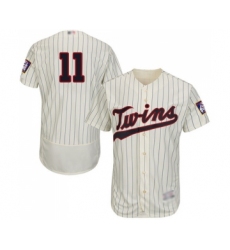 Men's Minnesota Twins #11 Jorge Polanco Cream Alternate Flex Base Authentic Collection Baseball Jersey