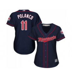 Women's Minnesota Twins #11 Jorge Polanco Replica Navy Blue Alternate Road Cool Base Baseball Jersey