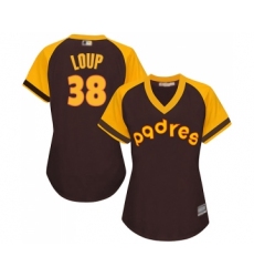 Women's San Diego Padres #38 Aaron Loup Replica Brown Alternate Cooperstown Cool Base Baseball Jersey