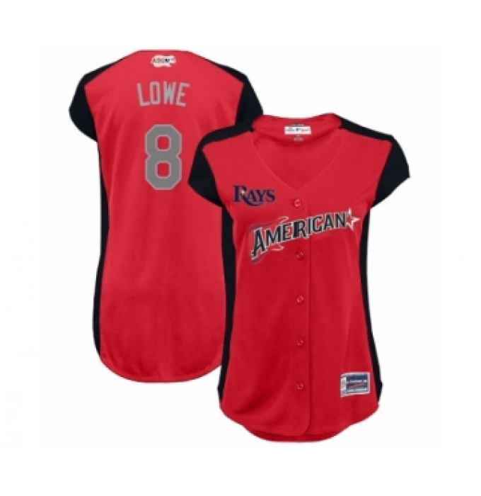 Women's Tampa Bay Rays #8 Brandon Lowe Authentic Red American League 2019 Baseball All-Star Jersey