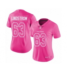 Women's Atlanta Falcons #63 Chris Lindstrom Limited Pink Rush Fashion Football Jersey