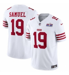 Men's San Francisco 49ers #19 Deebo Samuel White Throwback 2023 F U S E Vapor Untouchable Limited Stitched Football 2024 Super Bowl LVIII Jersey