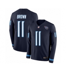 Youth Tennessee Titans #11 A.J. Brown Limited Navy Blue Therma Long Sleeve Football Jersey