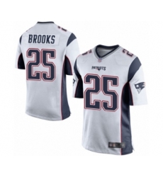 Men's New England Patriots #25 Terrence Brooks Game White Football Jersey