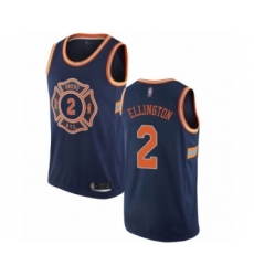 Men's New York Knicks #2 Wayne Ellington Authentic Navy Blue Basketball Jersey - City Edition