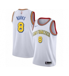 Men's Golden State Warriors #8 Alec Burks Authentic White Hardwood Classics Basketball Jersey - San Francisco Classic Edition