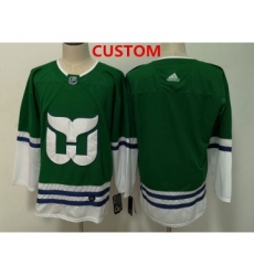 Men's Hartford Whalers Custom Blank Green Adidas Jersey