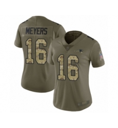 Women's New England Patriots #16 Jakobi Meyers Limited Olive Camo 2017 Salute to Service Football Jersey