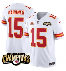 Men’s Kansas City Chiefs #15 Patrick Mahomes White 2023 F.U.S.E. AFC West Champions With NKH Vapor Untouchable Limited Football Stitched Jersey