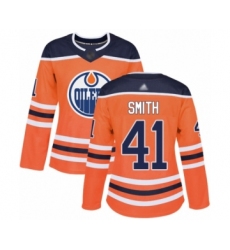 Women's Edmonton Oilers #41 Mike Smith Authentic Orange Home Hockey Jersey