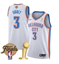 Men's Oklahoma City Thunder #3 Dillon Jones White 2025 Finals And Finals Champions Association Edition Stitched Basketball Jersey