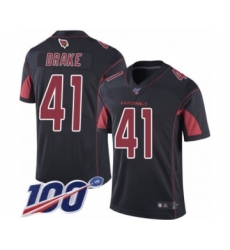 Men's Arizona Cardinals #41 Kenyan Drake Limited Black Rush Vapor Untouchable 100th Season Football Jersey