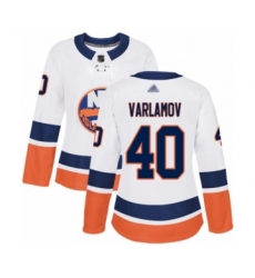 Women's New York Islanders #40 Semyon Varlamov Authentic White Away Hockey Jersey