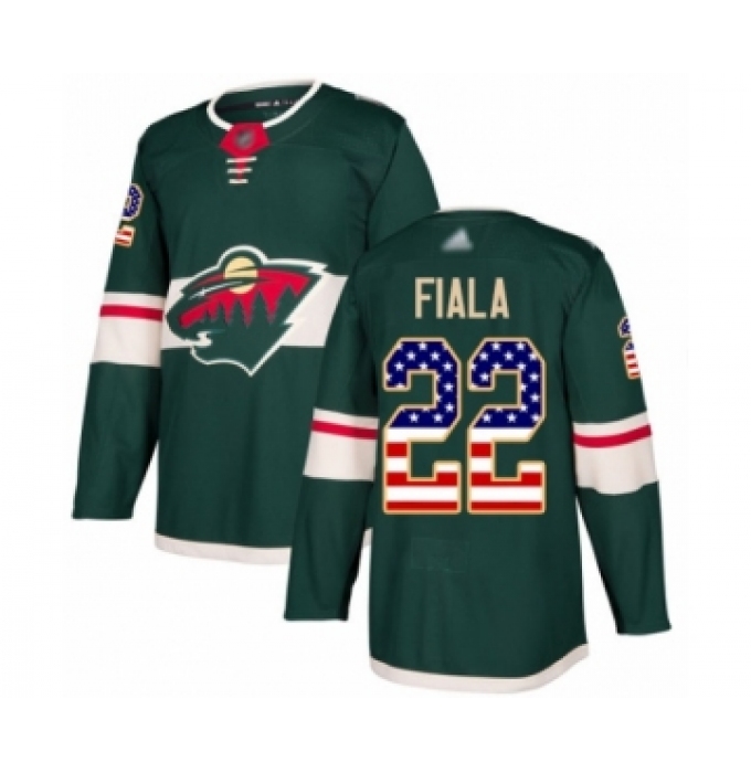 Men's Minnesota Wild #22 Kevin Fiala Authentic Green USA Flag Fashion Hockey Jersey
