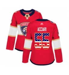 Women's Florida Panthers #55 Noel Acciari Authentic Red USA Flag Fashion Hockey Jersey