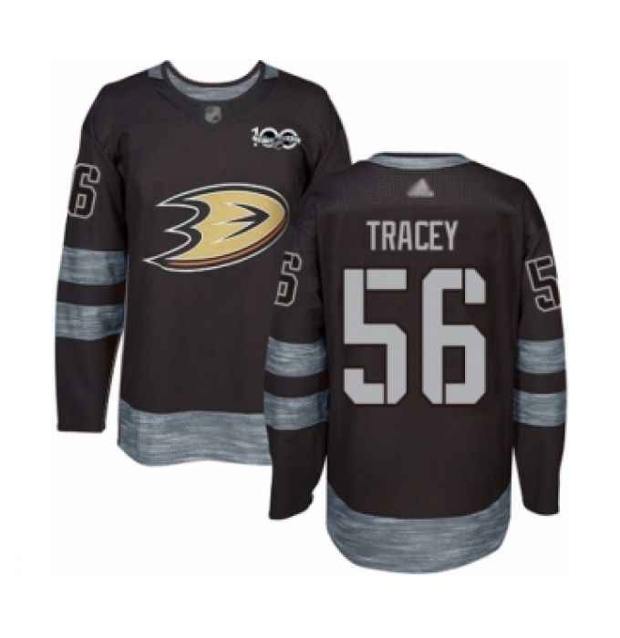 Men's Anaheim Ducks #56 Brayden Tracey Authentic Black 1917-2017 100th Anniversary Hockey Jersey
