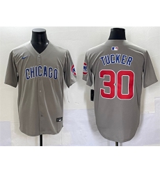 Men's Chicago Cubs #30 Kyle Tucker Gray Limited Stitched Baseball Jersey