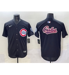 Men's Chicago Cubs Team Big Logo Black Limited Stitched Baseball Jersey