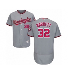 Men's Washington Nationals #32 Aaron Barrett Grey Road Flex Base Authentic Collection Baseball Player Jersey