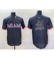 Men's Miami Marlins Team Big Logo Black 2025 City Connect Limited Stitched Baseball Jersey