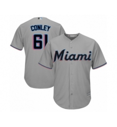 Youth Miami Marlins #61 Adam Conley Authentic Grey Road Cool Base Baseball Player Jersey