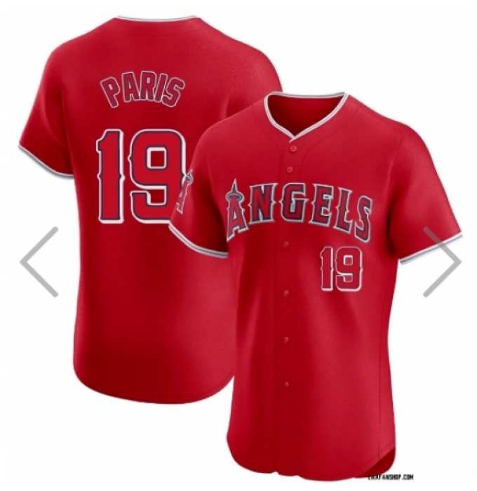 Men's Los Angel Angeles #19 Kyren Paris Red Stitched MLB Jersey