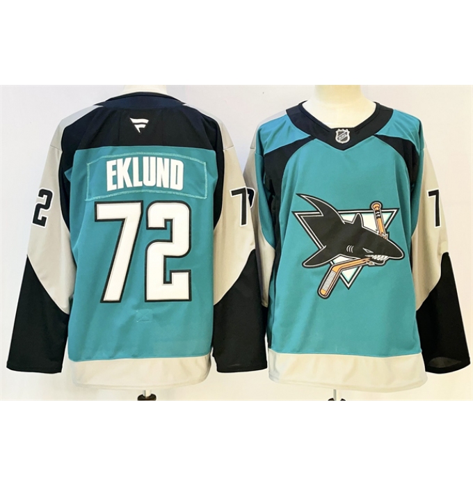 Men's San Jose Sharks #72 William Eklund Teal 2025 Alternate Stitched Hockey Jersey