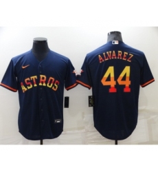 Men's Houston Astros #44 Yordan Alvarez Navy Blue Rainbow Stitched MLB Cool Base Nike Jersey