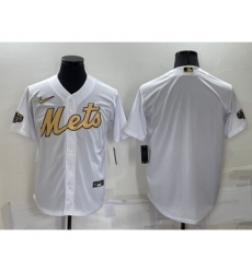 Men's New York Mets Blank White 2022 All Star Stitched Cool Base Nike Jersey