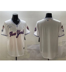 Men's New York Mets Blank White 2025 Spring Training Stitched Baseball Jersey