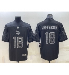 Men's Minnesota Vikings #18 Justin Jefferson Black Reflective Limited Stitched Football Jersey