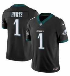 Men's Philadelphia Eagles #1 Jalen Hurts Black 2024 New F.U.S.E. Vapor Untouchable Limited Football Stitched Jersey