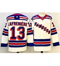 Men's New York Rangers #13 Alexis Lafreniere White 2024-25 Away Stitched Hockey Jersey