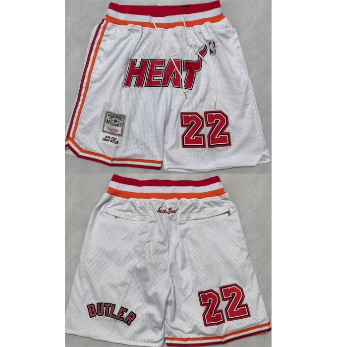 Men's Miami Heat White #22 Shorts (Run Small)