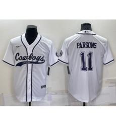 Men's Dallas Cowboys #11 Micah Parsons White Stitched Cool Base Nike Baseball Jersey