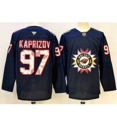 Men's Minnesota Wild #97 Kirill Kaprizov Navy 2024-25 Stitched Hockey Jersey
