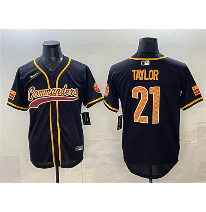 Men's Washington Commanders #21 Sean Taylor Black Limited Stitched Baseball Jersey