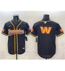 Men's Washington Commanders Team Big Logo Black Limited Stitched Baseball Jersey Men's Washington Commanders Team Big Logo Black Limited Stitched Baseball Jersey