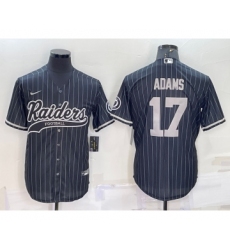 Men's Las Vegas Raiders #17 Davante Adams Black With Patch Cool Base Stitched Baseball Jersey