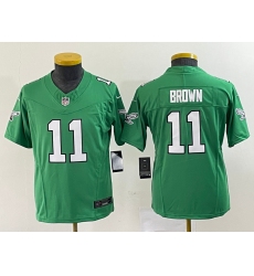 Youth Nike Philadelphia Eagles #11 A.J. Brown Green 2023 F.U.S.E. Vapor Limited Throwback Stitched Football Jersey