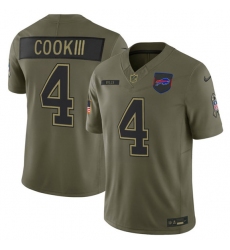 Men's Buffalo Bills #4 James Cook III Olive 2025 Salute to Service Limited Football Stitched Jersey
