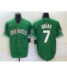 Men's Mexico Baseball #7 Julio Urias Number Green 2023 World Baseball Classic Stitched Jersey
