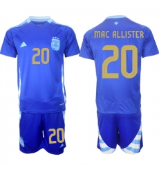 Men's Argentina #20 Alexis Mac Allister Blue 2024-25 Away SoccerJersey Suit
