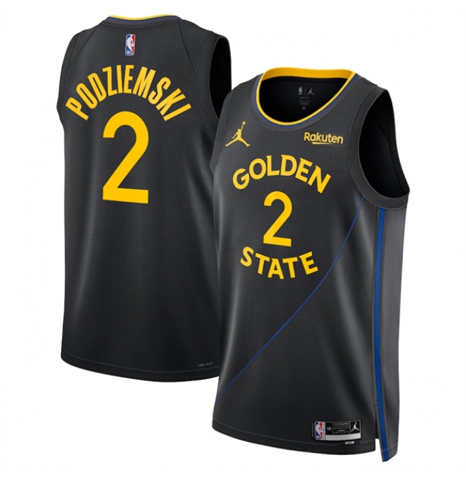 Men's Golden State Warriors #2 Brandin Podziemski Black 2024-25 Statement Edition Stitched Basketball Jersey