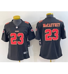 Women's San Francisco 49ers #23 Christian McCaffrey Black Red Fashion Vapor Limited Stitched Jersey