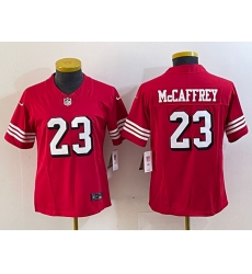 Women's San Francisco 49ers #23 Christian McCaffrey New Red 2023 F.U.S.E. Vapor Untouchable Football Stitched Jersey